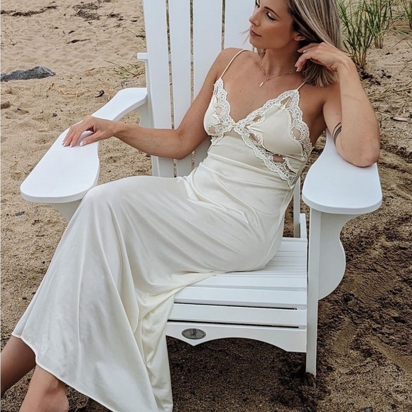 Vintage Lace Trim Sexy Maxi Slip Dress - Picture 1 of 7